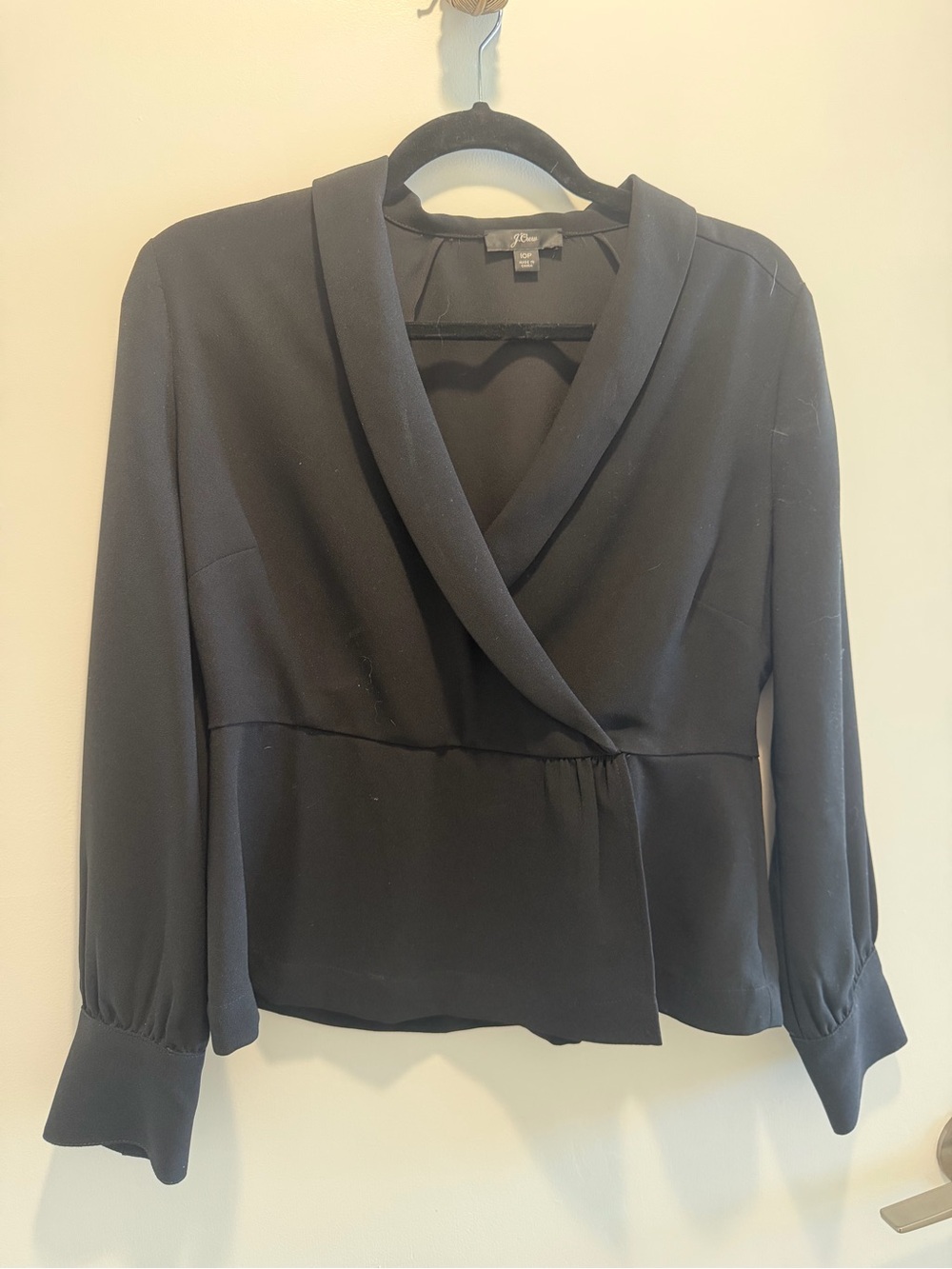 J. Crew Black Draped Wrap Blouse